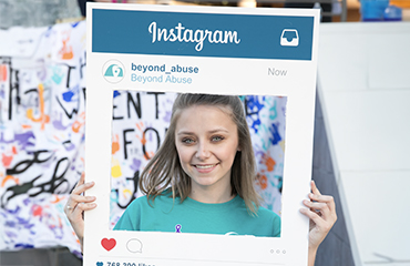 student with instagram frame