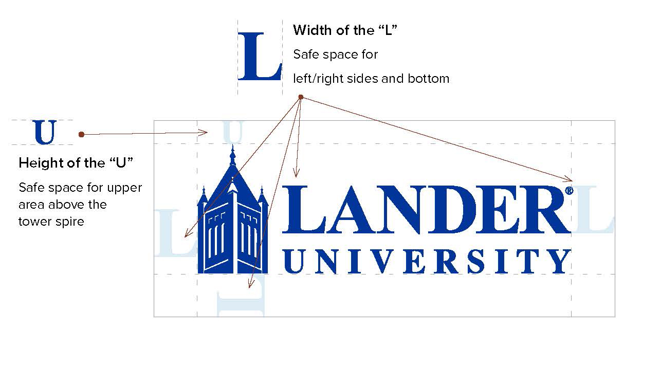 lander logo with safe space