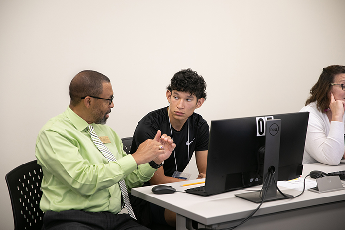 student receiving help