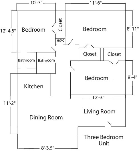 3 bedroom floorplan layout