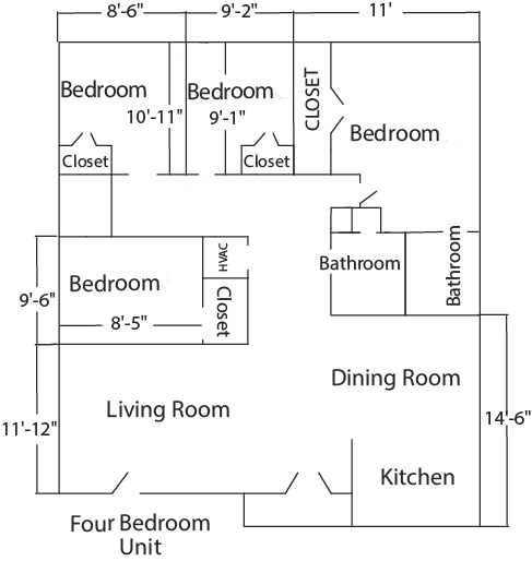 4 bedroom floorplan layout