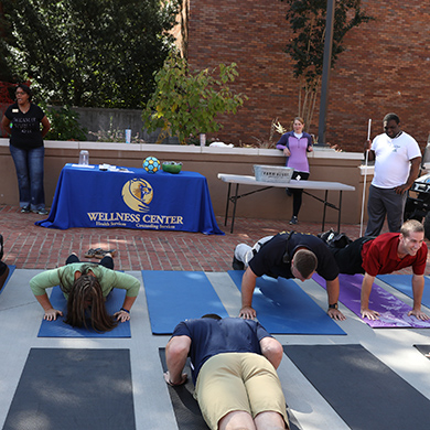 wellness center leading exercise