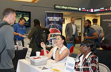 student at career fair