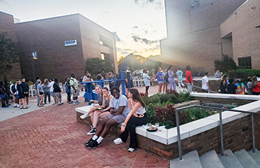 students on the plaza