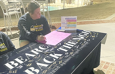 student at Take Back the Night event