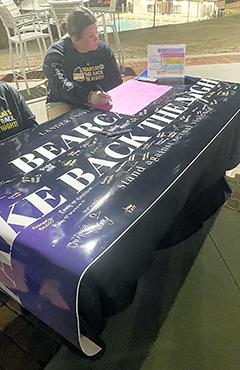 student at Take Back the Night event