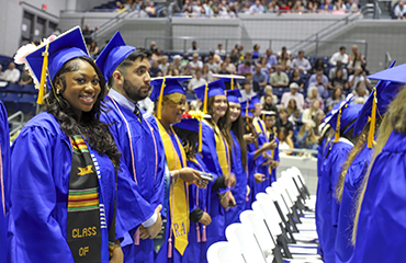 graduates at commencement ceremony