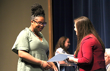 student receiving award