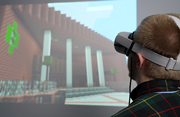 student using VR for game