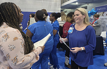 nursing student at career fair