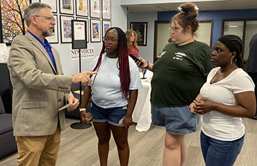 Robert Stevenson with students