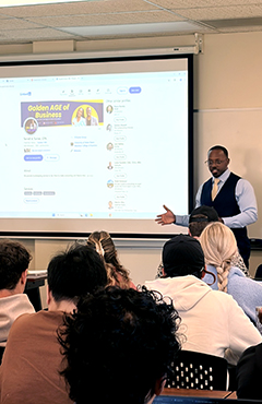Terrell Turner speaks to class