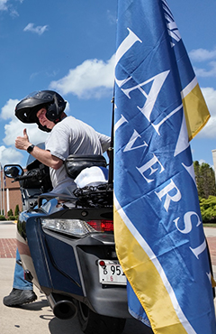 Sheriff Kelly on motorcycle