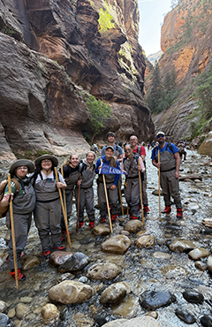 students and faculty on national parks trip
