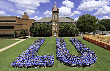 Lander freshmen in LU shape